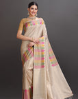 Cream Soft Tissue Saree