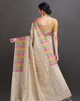 Cream Soft Tissue Saree