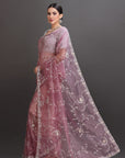 Pink Organza Embroidered Saree