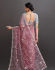 Pink Organza Embroidered Saree