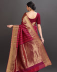 Striped Magenta Kanjivaram Silk Saree