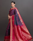 Two-Toned Purple Blue Kanjivaram Silk Saree
