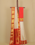 Cream silk kanjivaram saree