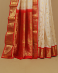 Cream silk kanjivaram saree