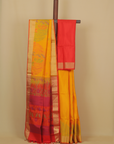 Mango yellow soft silk handwoven kanjivaram saree