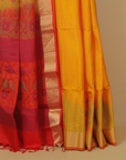 Mango yellow soft silk handwoven kanjivaram saree