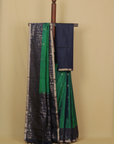 Two tone green soft silk handwoven kanjivaram saree