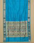 Peacock blue silk paithani saree