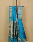 Peacock blue silk paithani saree