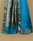 Peacock blue silk paithani saree