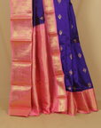 Purple blue silk kanjivaram saree