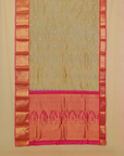 Two tone cream pista silk kanjivaram saree