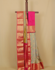 Two tone cream pista silk kanjivaram saree