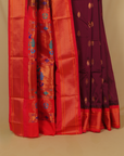 Wine blended paithani silk saree