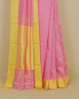 Pink silk cotton chanderi saree