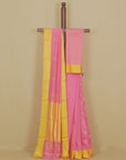 Pink silk cotton chanderi saree