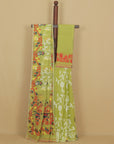 Pista green jamdani cotton saree