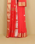 Reddish aboli cotton silk chanderi saree