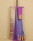 Purple ikkat printed saree