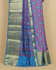 Peacock blue ikkat printed saree