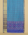 Peacock blue ikkat printed saree