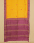 Mango yellow block printed cotton chanderi saree