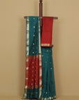 Emerald green cotton Maheshwari saree