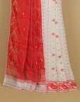 White jamdani cotton saree