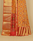 Muster yellow ikkat printed saree