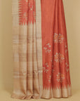Rust semi tussar saree