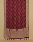 Wine satin silk saree