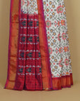 White silk ikat patola saree