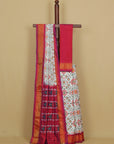 White silk ikat patola saree