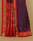 Purple wine silk ikat patola saree