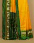 Mango yellow silk ikat patola saree