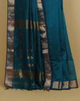 Sapphire blue silk cotton maheshwari saree