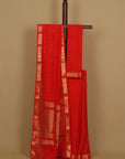Red Peshwai saree