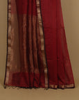 Maroon cotton silk maheshwari saree