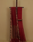 Maroon cotton silk maheshwari saree