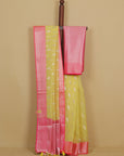 Lemon yellow organza saree