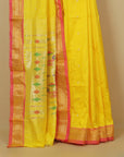 Lemon yellow silk paithani saree