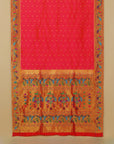 Peachish rani fancy border paithani silk saree