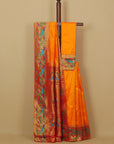 Mango yellow fancy border silk paithani saree