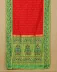 Red by green fancy border silk paithani saree