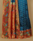 Short Rama fancy border paithani saree