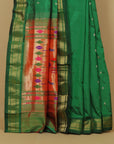 Green silk paithani saree