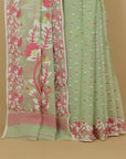 Pista jamdani cotton saree