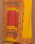 Lemon yellow assam cotton saree