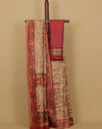 Cream tasar crep silk digital printed saree