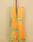 Mango yellow semi chanderi saree